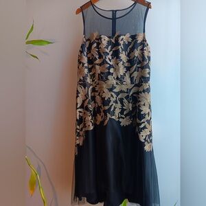 Black/Gold floral stitched cocktail dress- French Connection